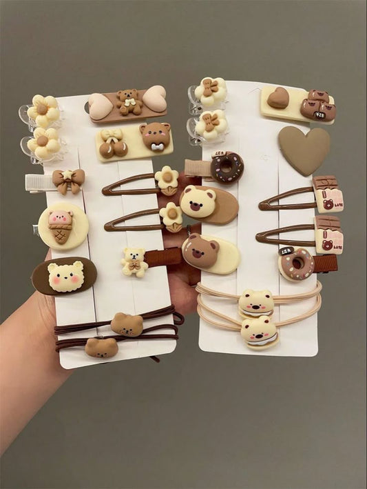 Adorable Bear & Dessert Hair Clip Set – Cutest Kawaii Accessory Must-Have!